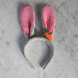 Disney Pink & Gray Bunny Ear Headband with Orange Carrot Accent